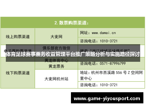 体育足球赛事票务收益管理平台推广策略分析与实施路径探讨